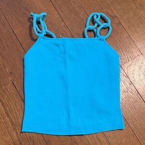 House of Harlow 1960 Bright Turquoise Knotted Strap Crop Top